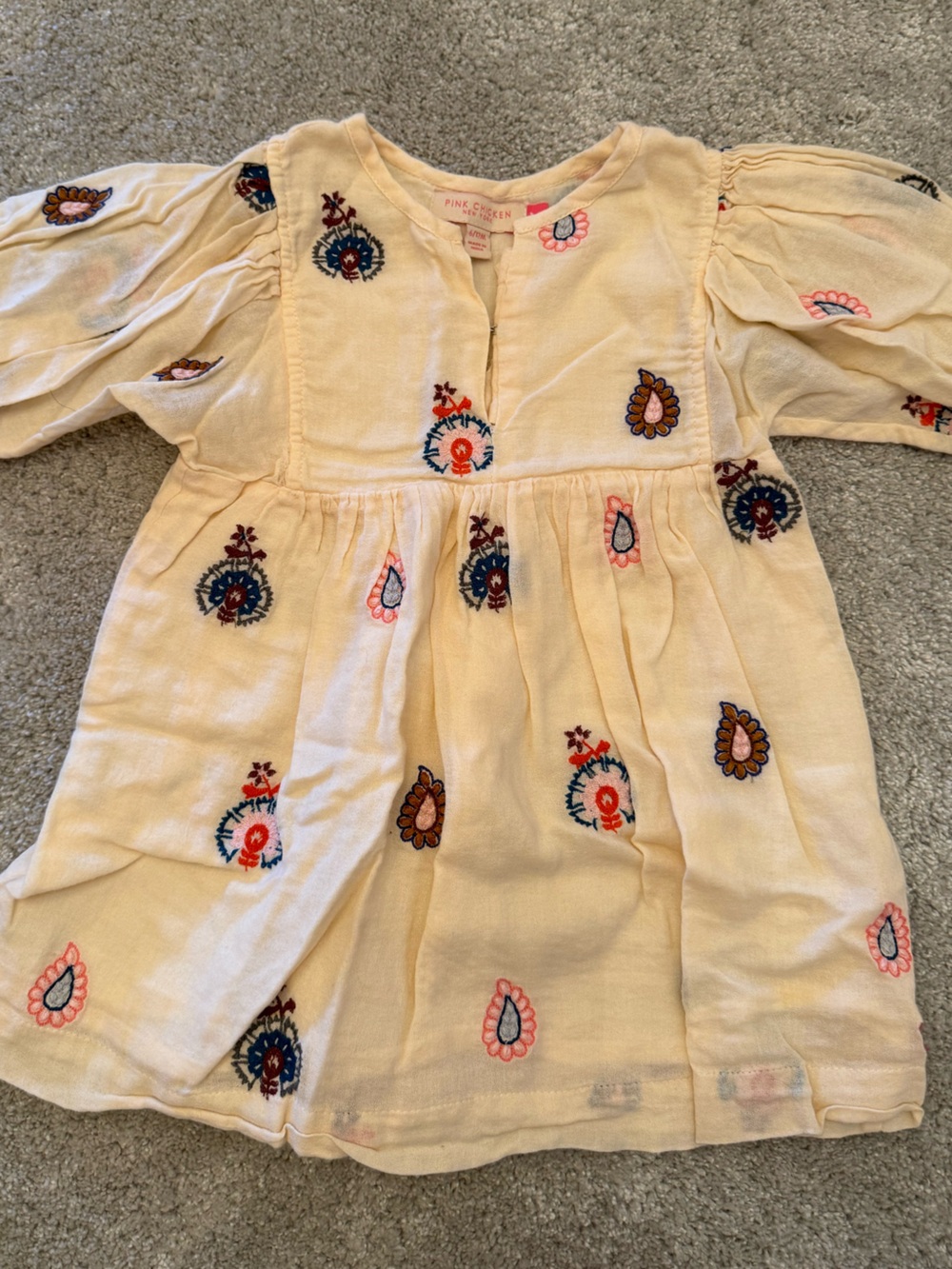 Pink Chicken Cream Embroidered Boho Dress Size 6-12M — New York